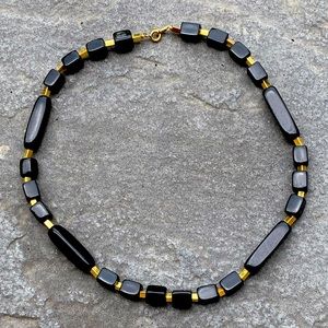 Vintage Trifari Square Lucite seamless bead necklace with gold tone spac…